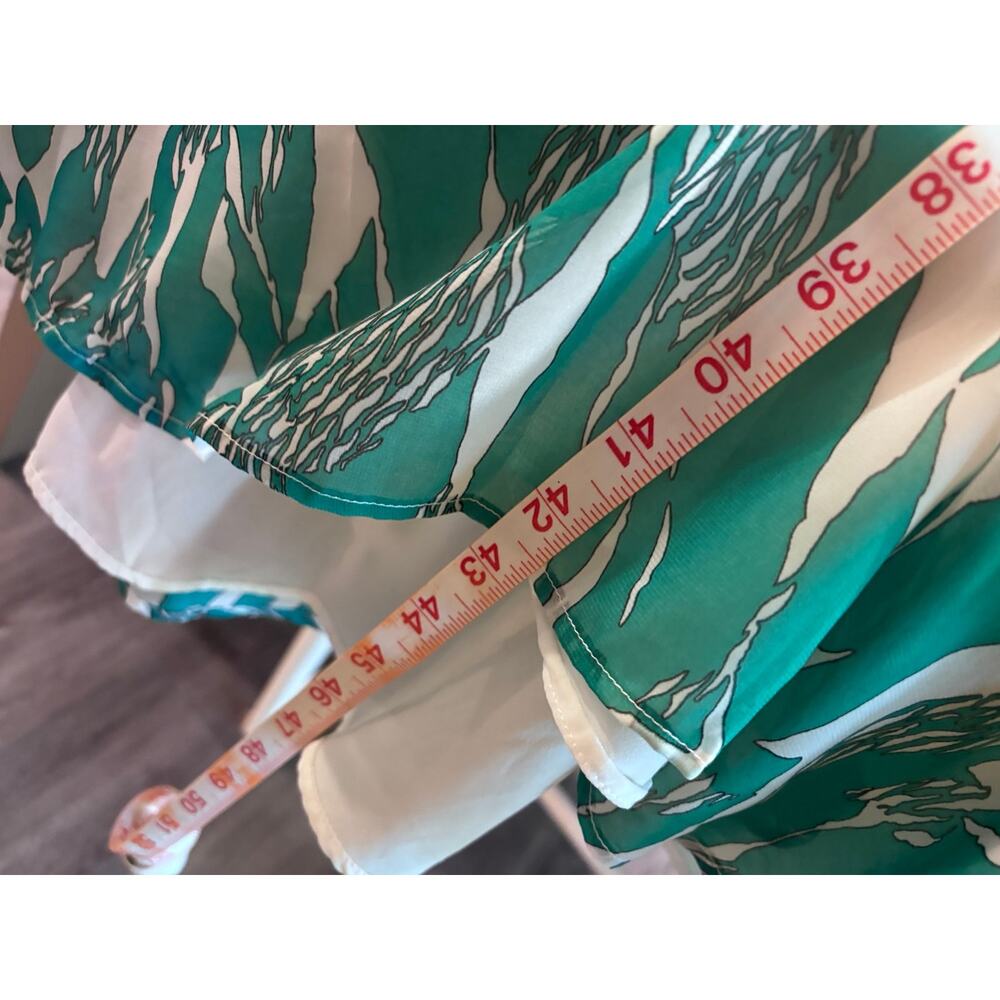 Adelyn Rae "Layne" Abstract Green & White Halter Peplum Midi Dress- M Eclectic - Picture 5 of 7